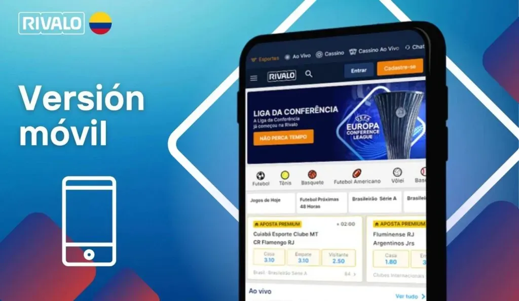 Versión móvil y de escritorio del sitio web oficial de Rivalo Colombia